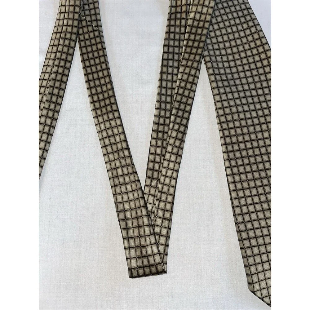 Don Loper Beverly Hills Dress Tie Mens Size 62” Gold Geometric 100% Silk Formal